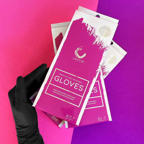 Colortrak Premium Grip Reusable Gloves, 4 Pairs (8 Gloves Total), Powder Free Latex, Durable and Chemical Resistant, Textured for Better Grip, Ext...