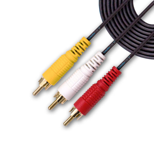 SatelliteSale 3 Male to 3 Male RCA Audio Video AV Composite Cable Universal Wire PVC Black Cord 3 feet...