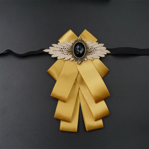 Fashion rhinestone bow ties Men Self Tie Jabot Collar Brooch Pins Bow Tie Rhinestone Brooch Collar Flower collar neck tie for dress up...
