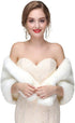 Jovono Women's Wedding Fur Shawls and Wraps Bridal Wedding Fur Stole with Rhinestone Brooch for Bride and Bridesmaids...
