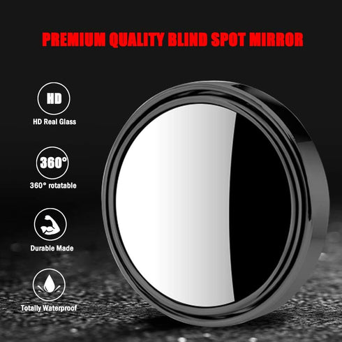 Ampper 2" Round Blind Spot Mirror, 360 Degree Adjustabe HD Glass and ABS Housing Convex Round Stick-On Mirror for Car (Black, Pack of 2)...