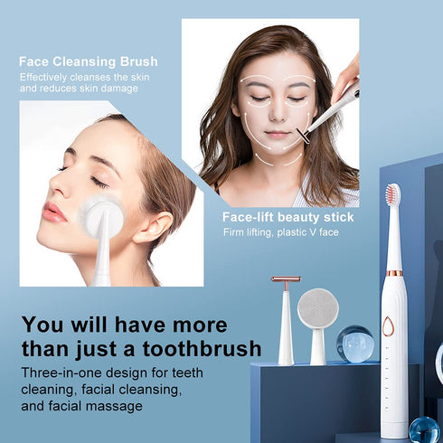 Electric Toothbrush for Adults, Smart Timer & Sonic Cleaning Toothbrush Electric, with 6 Brushing Modes, Brushing Cleansing Massage 3-in-1 Multifu...