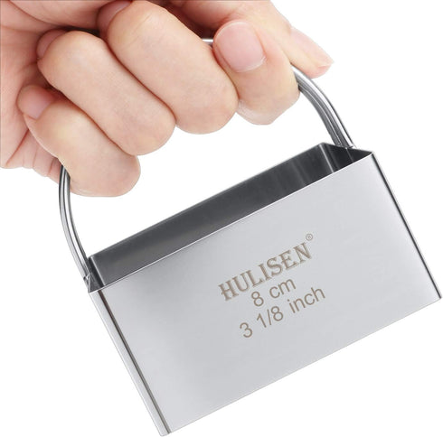 HULISEN Square Biscuit Cutter Set (4 Pieces/Set), Stainless Steel Cookies Cutter with Handle, Professional Baking Dough Tools, Gift Package (Squar...