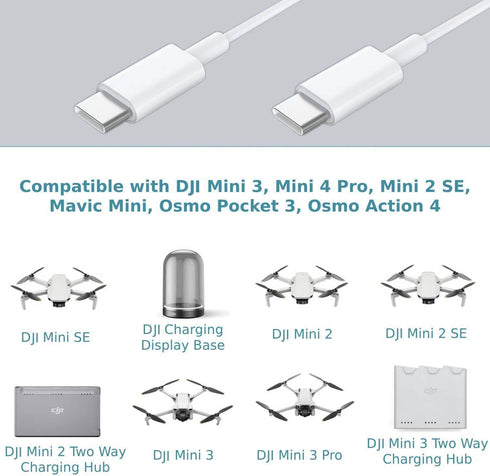30W USB-C Charger for DJI, 6.6Ft Fast Charging Power Adapter (for Mini 4 Pro Two-Way Charging Hub, Mini 4 Pro, Mini, Mini 2, Mini 2 SE, Mini 3, Mi...