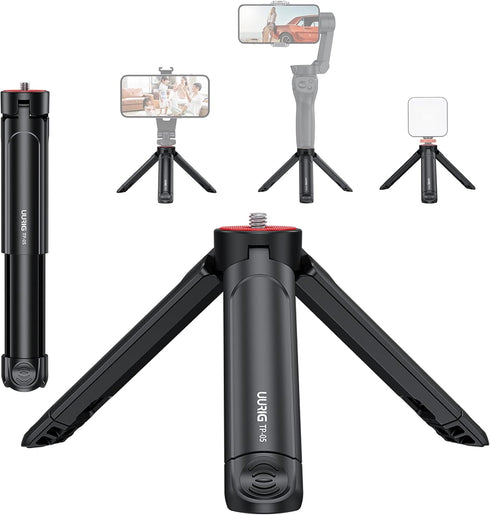 UURIG TP05 Extendable Mini Camera Tripod, Portable Selfie Stick Handle Grip Desktop Webcam Tripod with 1/4" Screw for DSLR Camera Webcam Phone Hol...