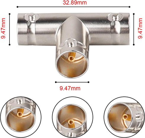 2PCS BNC Splitter Adapter 75 Ohm BNC Female to Dual Female Splitter 1 in 2 Out for SDI HD-SDI Scope CCTV Security System Monitor Connector...