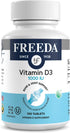 FREEDA Vitamin D3-1000 IU - Pure High Potency Kosher Supplement Tablets - Bone and Muscle Health, Calcium Absorption, Immune Support for Men and W...