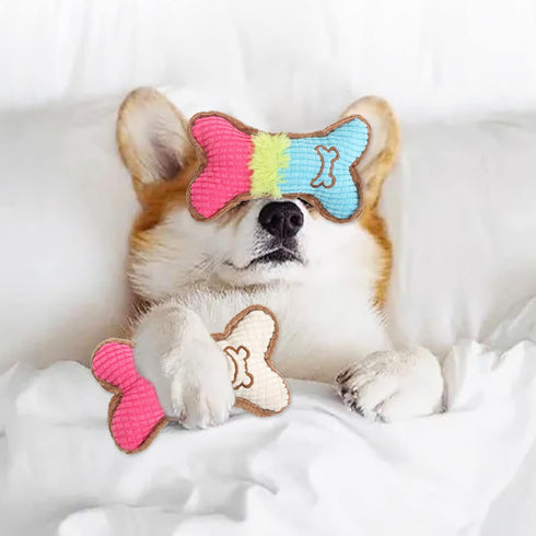 Blue-Pink Pet Plush Chew Product Teeth Cleaning Bite Resistant Dog Accessory Bone Shape Dog Training Chew Toy for Dog Accessories Supplies...