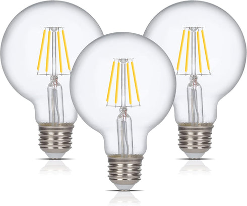 Simba Lighting LED Edison Vintage Vanity Globe Filament G25 (G80) 6W Dimmable 60W Equivalent (3 Pack) 120V Light Bulb for Bathroom Makeup Mirror, ...