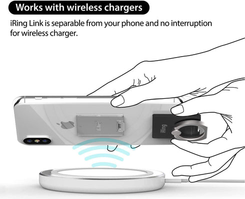 iRing Link, Made in Korea, Wireless Charging Friendly Phone Holder - Cell Phone Ring Grip Finger Holder and Stand Compatible with iPhone, Galaxy, ...