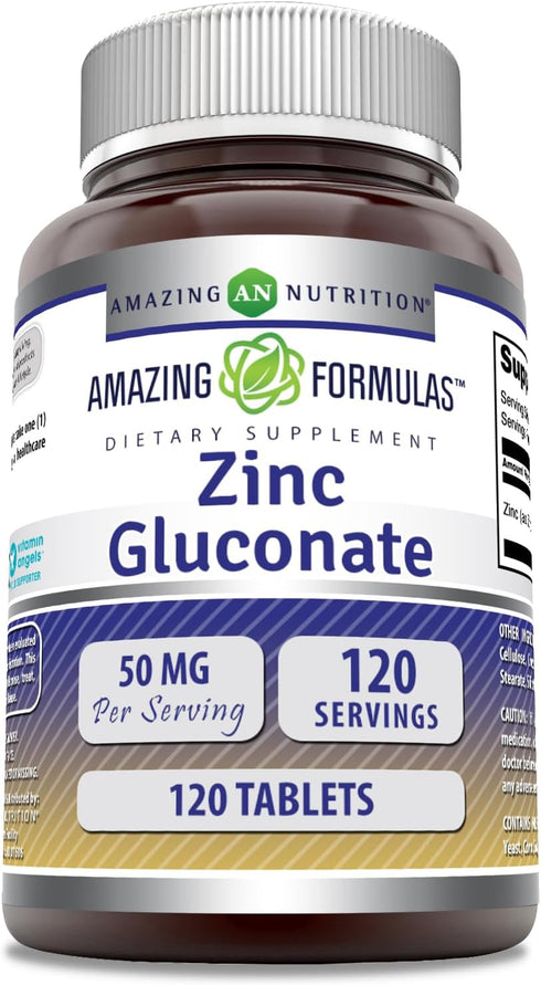 Amazing Formulas Zinc Gluconate Supplement | 50 Mg Per Serving | Tablets | Non-GMO | Gluten-Free | Made in USA (120 Count)...
