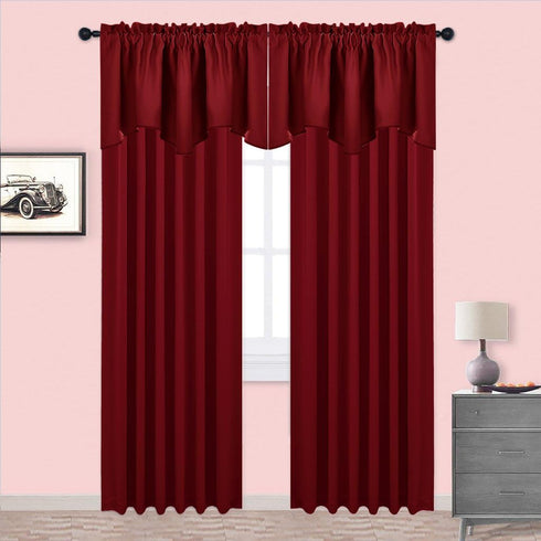 NICETOWN Burgundy Red Blackout Valances, Thermal Insulated Elegant W52 x L18 Scalloped Rod Pocket Curtains Small Window Treatment Tiers Home Decor...