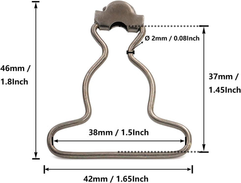 BIKICOCO Overall Suspender Dungaree Buckles, 1-1/2'' Wide Bottom, for Rompers Sewing DIY, Gunmetal - Pack of 20...