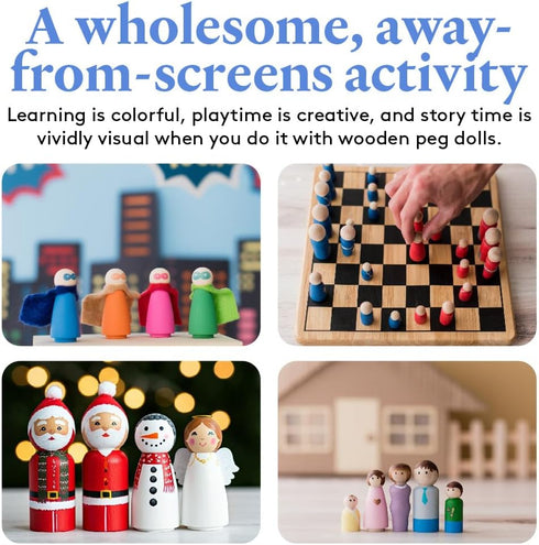 Large Wooden Peg Dolls 5-1/2 inch, Pack of 2 Unfinished Jumbo Dad Peg Doll Figures for Peg People Crafts, by Woodpeckers...