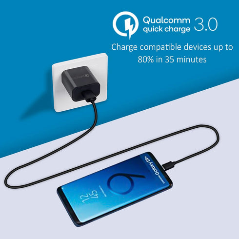 18W Quick Charge 3.0 Charger Cable Adapter Compatible with Motorola Edge/Edge+, Moto G Stylus 5g 2021, Moto G Power/Pure/Fast, G7, X4, Z4, Motorol...