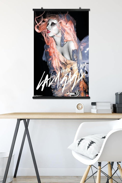 Trends International Lady Gaga - Orange Hair Wall Poster, 22.375" x 34", Premium Poster & Clip Bundle...