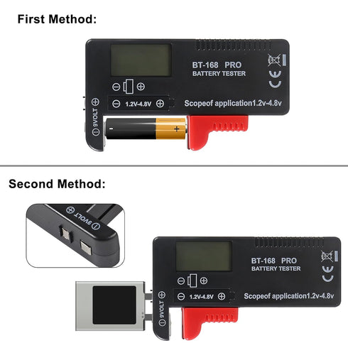 4pcs Digital LCD Universal Battery Tester (Model: Bt - 168 PRO), Portable Battery Checker Battery Tester for AA AAA C D 9V 3.7V 1.5V Button Cell (...