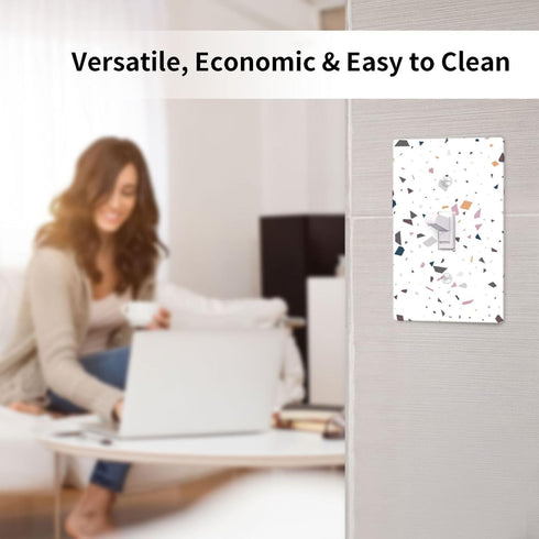 Terrazzo Single Toggle Light Switch Plate Decorative Electrical Wall Plates, 1 Gang Light Switch Cover Plate 2.75" X 4.5" For Kitchen Bedroom Home...