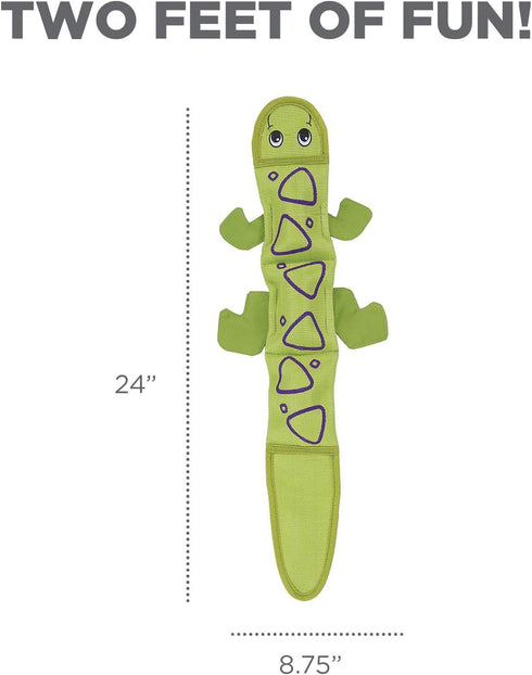 Outward Hound Fire Biterz Green Lizard Plush Firehose Material Interactive Dog Toy, Large...