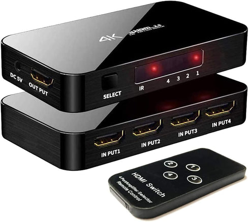 HDMI Switch 4X1, 4K Ultra HD HDMI Switcher Support HDMI 2.0 HDCP 2.2, 3D, 1080P, 4Kx2k@60Hz (IR Remote Control)...