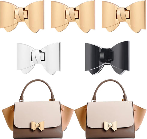 TXIN 5 Pieces Bowknot Turn lock Clasp Hardware Purse Twist Turn Locks Purse Bag Closure Clasp for DIY Purse Handbag Making Accessories,3 Colors...