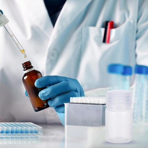 PATIKIL 24 Pcs 30ml Reagent Bottles, PP Wide Mouth Round Bottles with Screw Cap for Lab Water Reagent Liquids Solid Sample Storage Seal, Transpare...