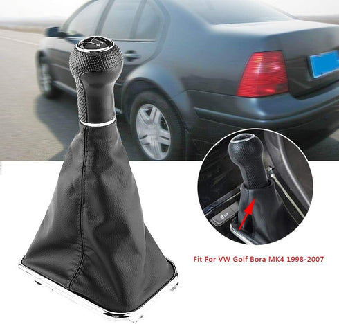 Shift Knob 6 Speed for Bora for GOLF MK4 1998-2007,Car Gear Shift Knob Stick Gaiter Boot Frame,Plastic&Synthetic Leather Material...