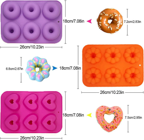 3 Pack Silicone Donut Pan, Just Pop Out, Non-Stick Doughnuts Baking Pans for Donuts, Muffin, Cake Biscuit Bagels, Just Pop Out - Oven & Dishwasher...