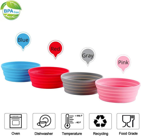 Silicone Expandable Collapsible Bowl for Travel Camping Hiking (Gray(L))...