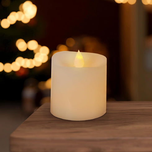 3x3 Flickering Flameless Candles Set of 1,3 inch Real Wax LED 600 Hours Battery Candles with Timer Remote,Control for Valentines Day Wedding Party...