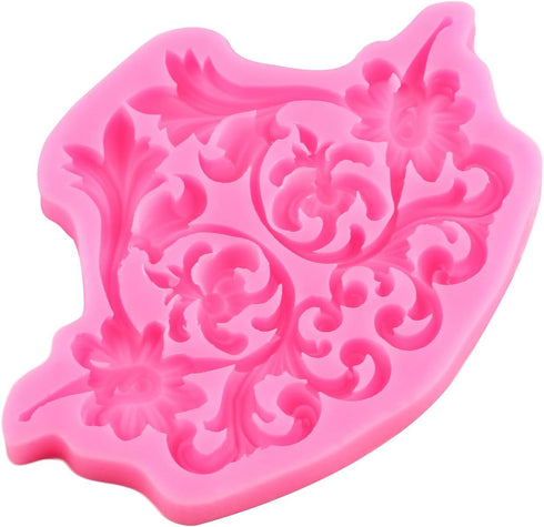 Baroque Style Curlicues Scroll Lace Silicone Mold Relief Flower Lace Fondant Molds For Cake Decoration Cupcake Topper Chocolate Candy Polymer Clay...