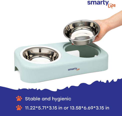 Elevated Stainless Steel Dog Feeder - Durable Pet Dish Set with Stand for Food and Water - 6.69 x 13.58 x 3.15 inches...