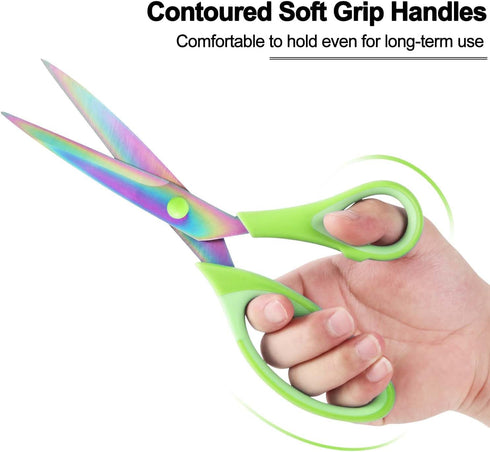 Scissors All Purpose, Sharp Titanium Blades Shears, Rubber Soft Grip Handle, Multipurpose scissors 3 pack, Great for Office, Fabric, Craft, Sewing...