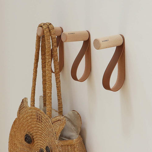 XAOMLP Wooden Coat Hooks Wall Mounted Vintage Single Organizer Hangers, Handmade Craft Hat Rack 3pcs...