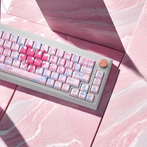 Hyekit PBT Keycaps - Cherry Profile Custom Keycaps, 144 Keys, Dye-Sublimation, Bleeding Love Theme Keyboard Keycap Set for Mechanical Keyboard, Ke...