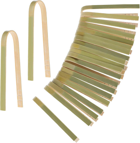20 Pcs Bamboo Tongs Disposable Cooking Utensils Mini Wooden Tongs Natural Toast Tongs 4 Inch Cooking Tongs Bamboo Cooking Utensils for Bread Cooki...