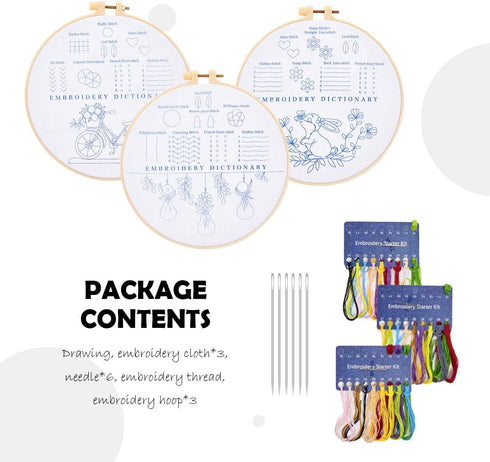 Youteer 3 Sets Embroidery kit for Beginners, Cross Stitch Practice Kits with Pattern and Instructions Hand Stitch for Craft Lover, Beginner......