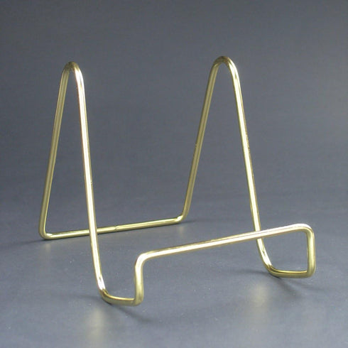 BANBERRY DESIGNS Wire Easel Display Stand Plate Holders - Smooth Plated Brass Metal - 6" H - Set of 3...