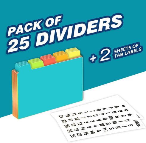 Chell 4x6 Plastic Index Card Dividers, Heavyweight Poly Index Card Guides A-Z for Flash Cards and Recipe Cards, with Alphabetical/Blank Stickers, ...