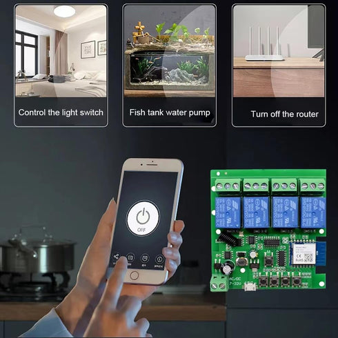 Tuya Smart Life WiFi Momentary Inching Relay Self-Locking Switch Module,DC 7-32V/USB 5V WiFi RF Bluetooth Relay,DIY Smart Home,Compatible with Ale...