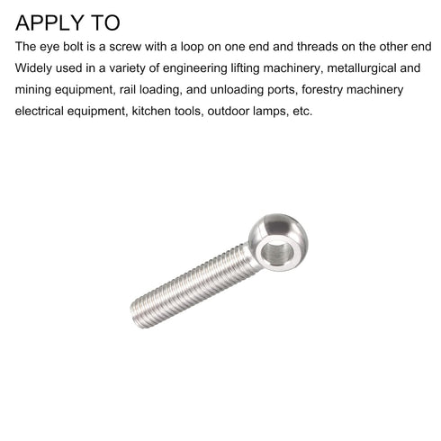 Shoulder Swing Lifting Bolt (M10x50mm) 2Pcs, 304 Stainless Steel Eye Bolts - for Home Renovation, Pipeline Gate Valves Fasteners, Silver...