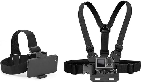 Mobile Phone Chest Mount Harness Strap Holder and Phone Head Mount Holder Kit for Shoot POV/VLOG Compatible with iPhone, GoPro and DJI Action 2 Ca...