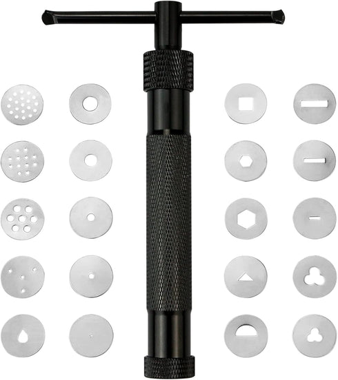 CZWESTC Stainless Steel Clay Extruder for Clay extruder for Pottery, Fondant Tool Set - Extruder with 20 Discs, Sugar Paste, Cake Decor Tool (Blac...