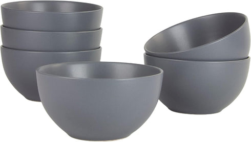 10 Strawberry Street Wazee Matte 5.5"/16oz Cereal Bowl, Set of 6, Charcoal Gray...