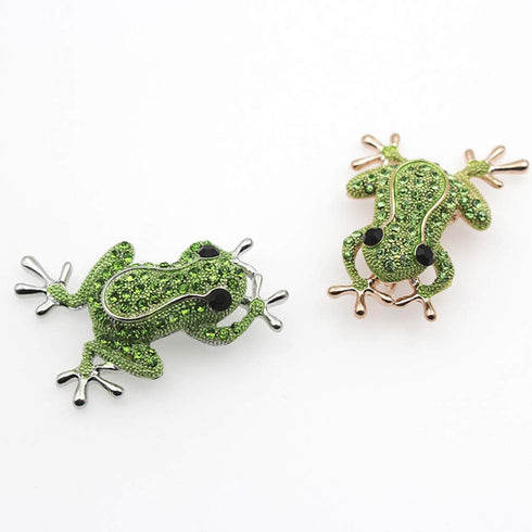 VALICLUD 3D Green Frog Necklace for Women Crystal Frog Jewelry Frog Brooch with Silver Chain Alloy Frog Stuff Animal Frog Jewelry Frogs Charm (5. ...