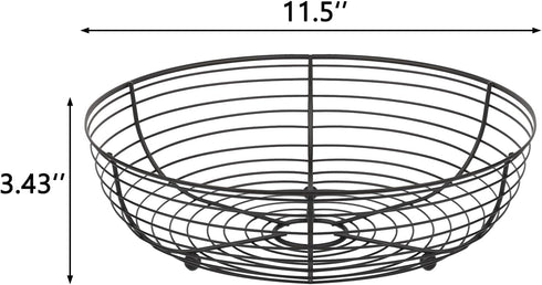 IBWELL® Black Fruit Bowl for Kichen Countertop, Round Wire Fruits Breads Vegetables Snacks Canddy Basket - 11.2"x3.6"(DxH)...