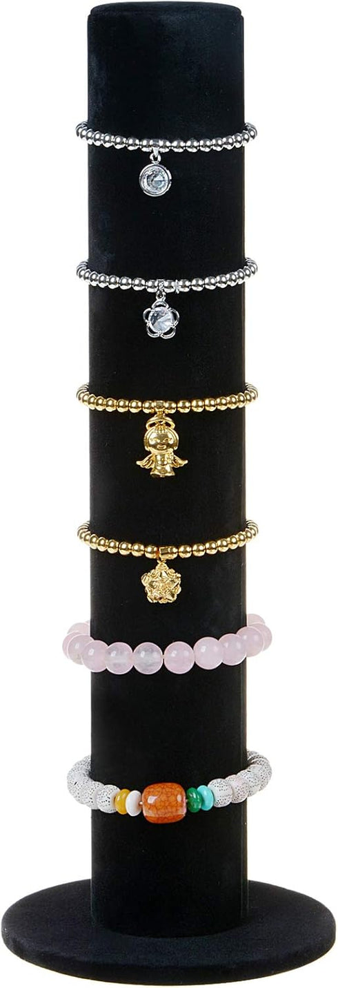 Velvet Vertical Tower Jewelry Bracelet Display Stand Bangle T-Bar Display Holder (Black)...