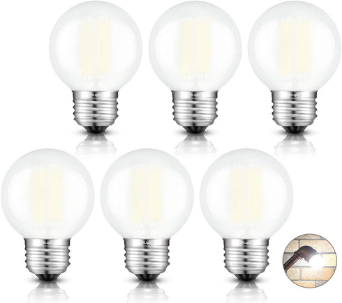 CRLight 6W Edison LED Globe Bulb 4000K Daylight White, 65W Equivalent 650 Lumen Dimmable, E26 Base Vintage Style G16 Globe Frosted Glass Ceiling F...