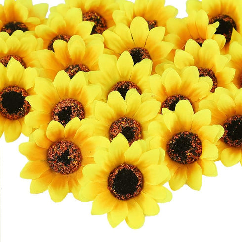 SallyFashion 25pcs Fake Sunflowers Heads - 2.8" Artificial Flower Blooms, Silk Gerbera Daisy for DIY Crafts, Home Decor, Wedding Party...