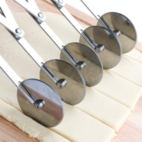 5 Wheel Pastry Cutter, Stainless Pizza Slicer, Expandable Pizza Slicer Multi-Round Pastry Knife Baking Cutter Roller Cookie Dough Cutter Divider...